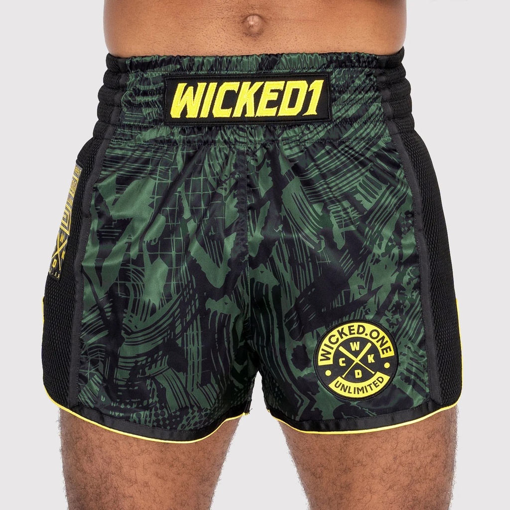 Wicked One Muay Thai Shorts Havoc, Schwarz-Khaki 2