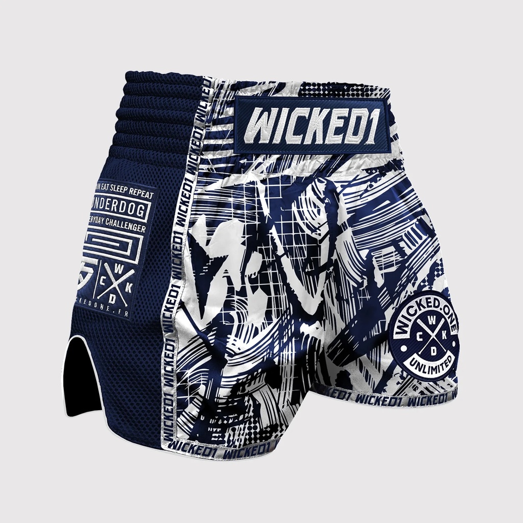 Wicked One Muay Thai Shorts Havoc, Blau-Weiß 4