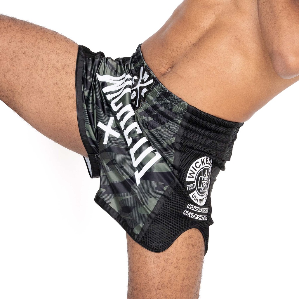 Wicked One Muay Thai Shorts Fury, Black-Khaki 4