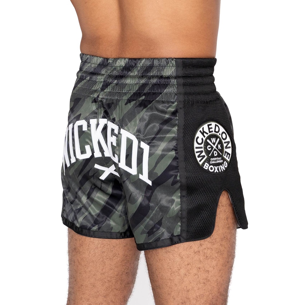 Wicked One Muay Thai Shorts Fury, Black-Khaki 5