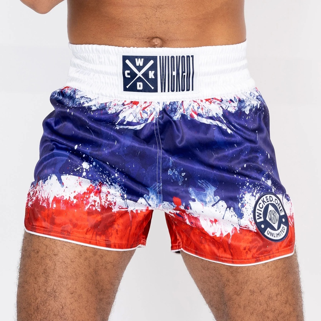 Wicked One Muay Thai Shorts Thai Flag, Blau-Weiß-Rot 2