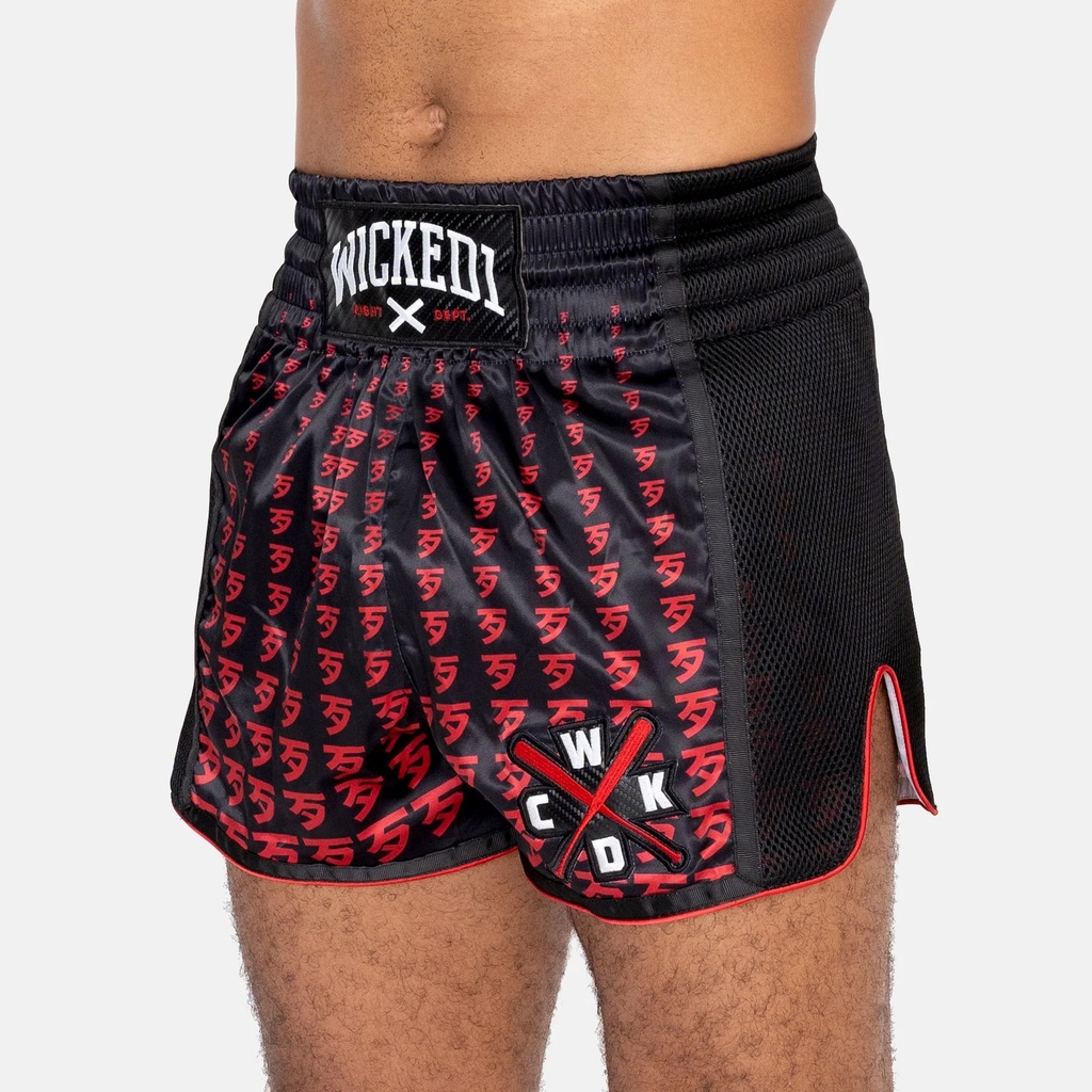 Wicked One Muay Thai Shorts Infinit, Schwarz-Rot 2