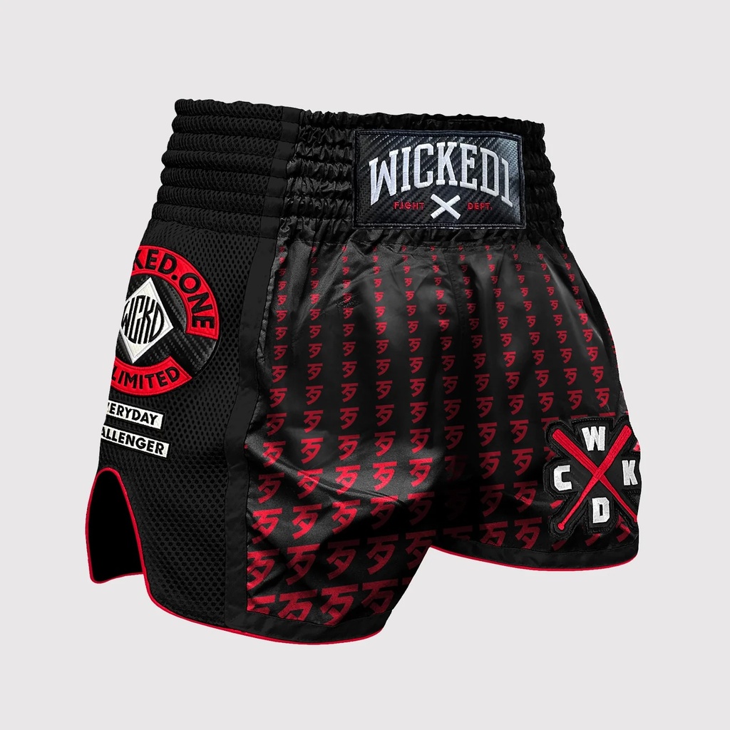 Wicked One Muay Thai Shorts Infinit, Schwarz-Rot 4