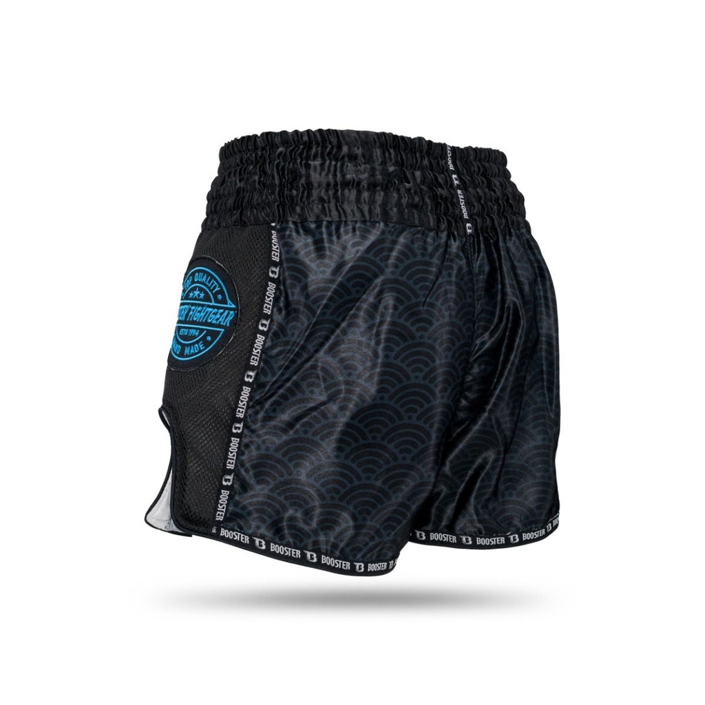 Booster Muay Thai Shorts Slugger Wave, Schwarz-Blau 3