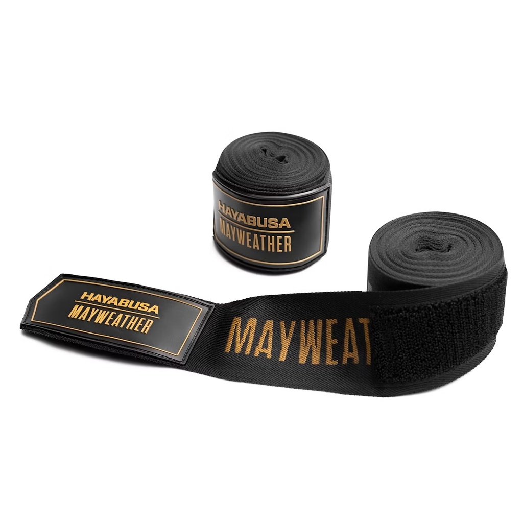 Hayabusa Boxbandagen Mayweather Deluxe 4,5m unelastisch, Schwarz-Gold 3