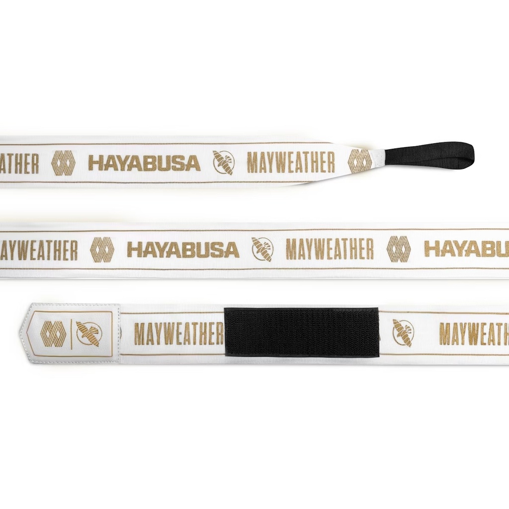 Hayabusa Boxbandagen Mayweather Stretch 4,5m Halbelastisch, Weiß-Gold 2