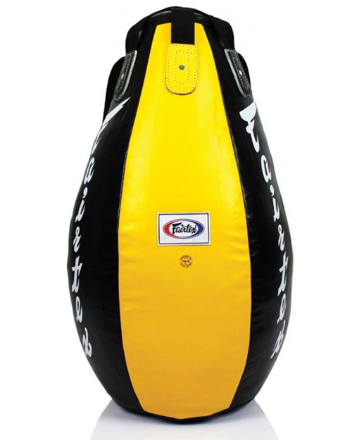 Fairtex HEavy Bag Teardrop HB15 93x38cm Unfilled, Black-Yellow 