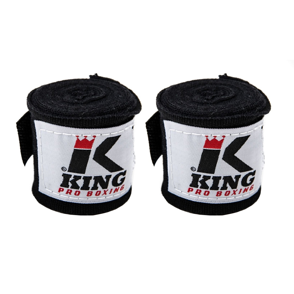 King Pro Boxing Boxbandage 4,5m halbelastisch, Schwarz