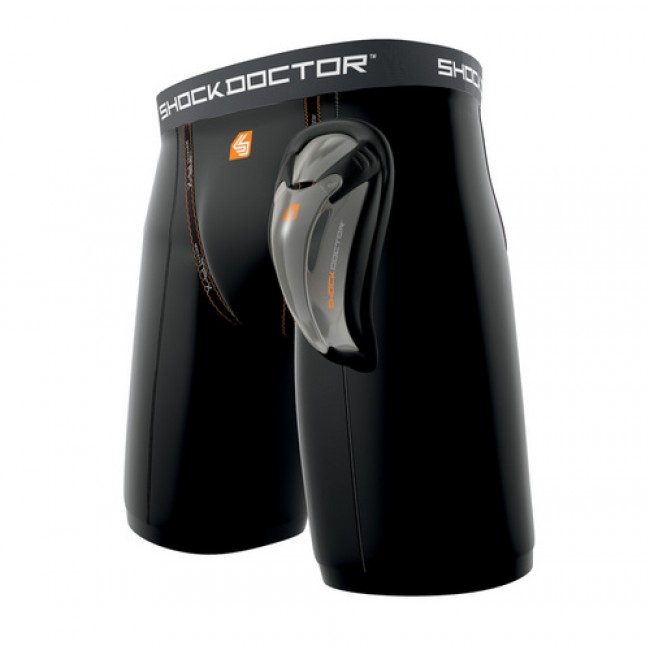 Shock Doctor Tiefschutz in Compression Shorts mit Bioflex Cup, Schwarz