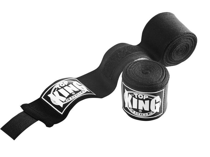 Top King Hand Wraps 4.5m Semi-Elastic, Black