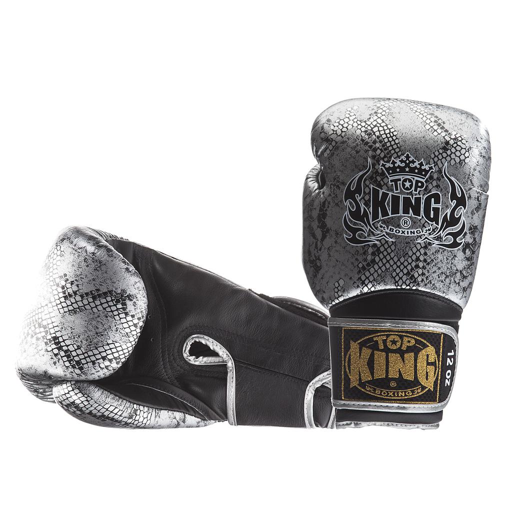 Top King Boxhandschuhe Super Star Snake, Schwarz-Silber