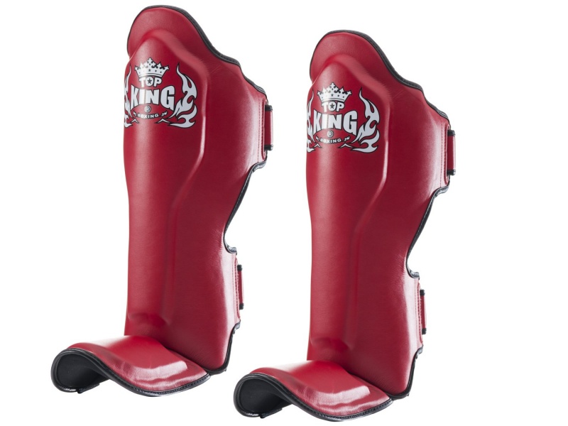 Top King Shin Guards Pro Leather, Red