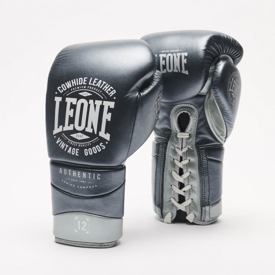 Leone Boxing Gloves Authentic 2 Laces, Grey