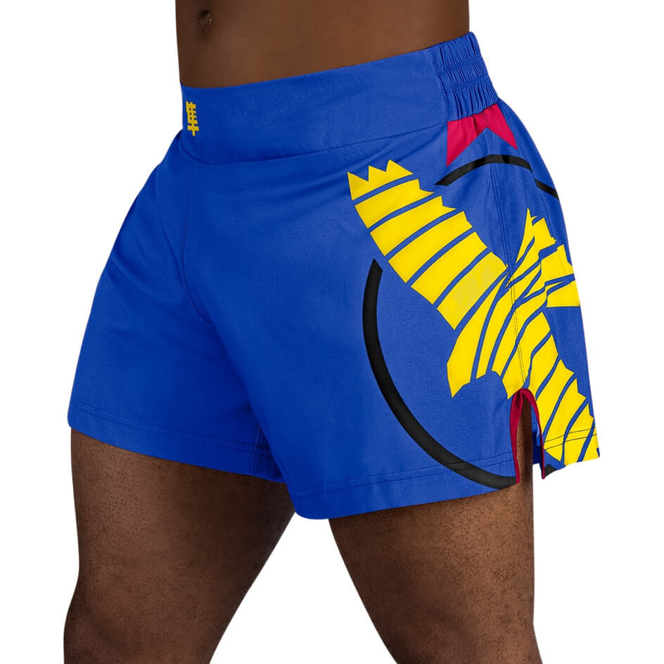 Hayabusa Fight Shorts Icon KB, Blue-Yellow