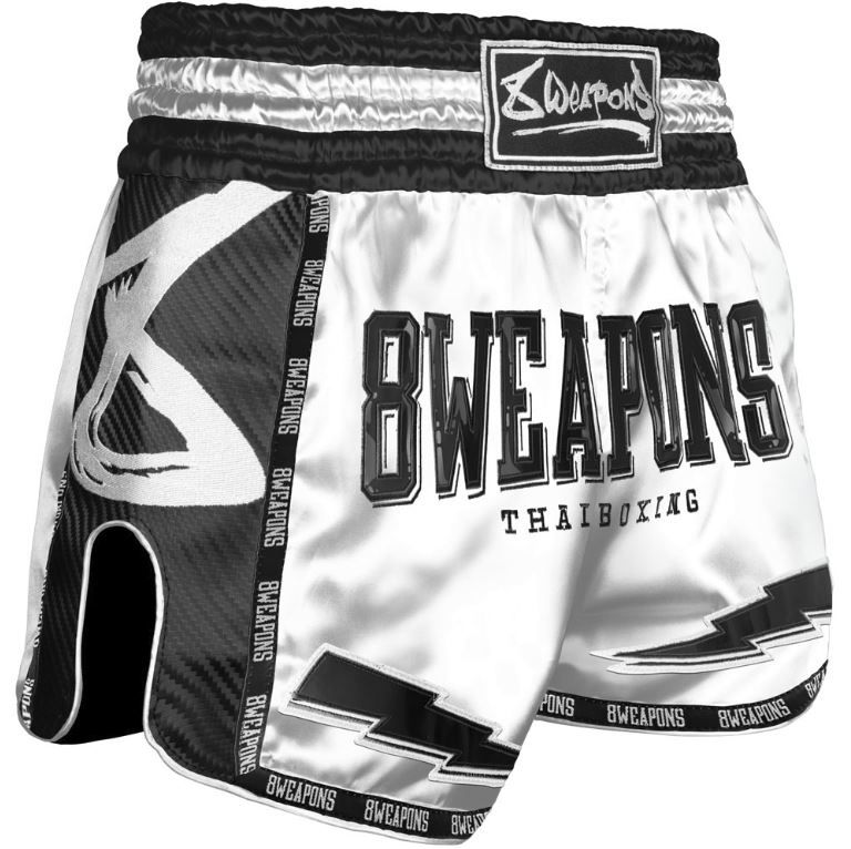 8Weapons Muay Thai Shorts Carbon Snow Night, Weiß