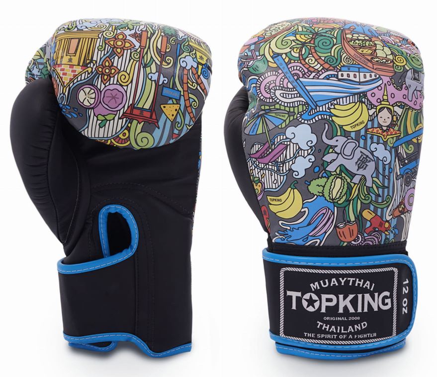 Top King Boxing Gloves Thai Culture, Blau