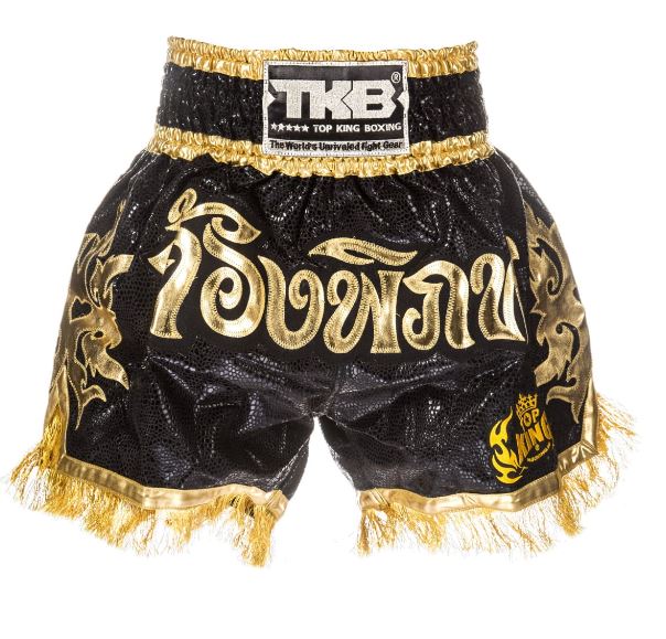 Top King Muay Thai Shorts TKTBS-030, Black-Gold