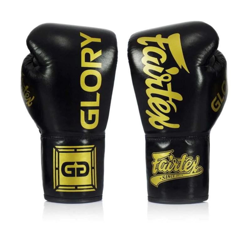 Fairtex Boxhandschuhe Glory BGLG1 mit Schnürung, Schwarz-Gold