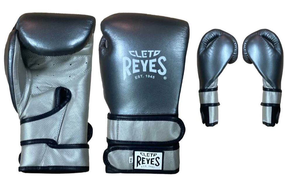 Cleto Reyes Boxhandschuhe Hero 500 Double Strap, Metallisch Blau