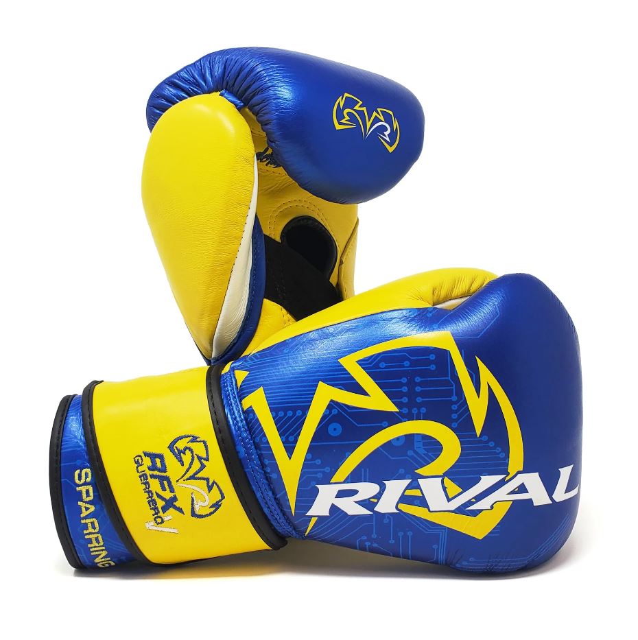 Rival Boxing Gloves RFX-Guerrero-V Sparring P4P Edition, Blue-Yellow