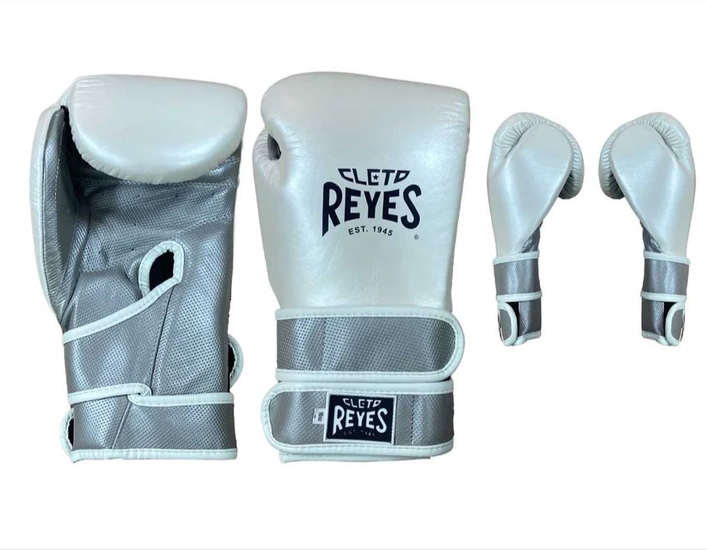 Cleto Reyes Boxhandschuhe Hero Double Strap, Weiß-Silber