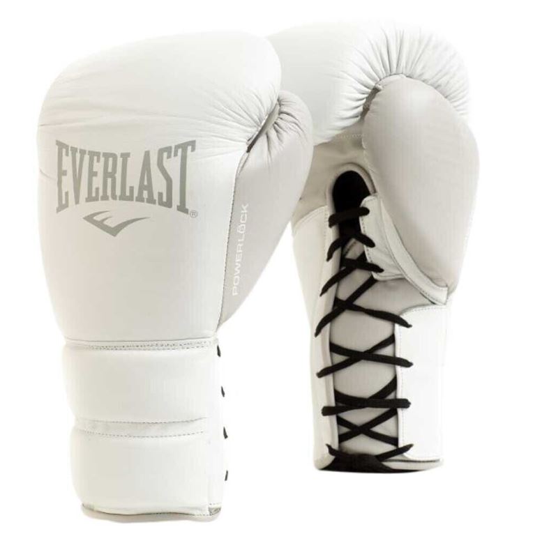 Everlast Boxing Gloves Powerlock 2 Pro Laces, White-Gray