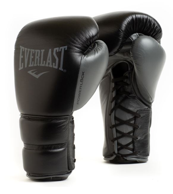 Everlast Boxing Gloves Powerlock 2 Pro Laces, Black-Gray