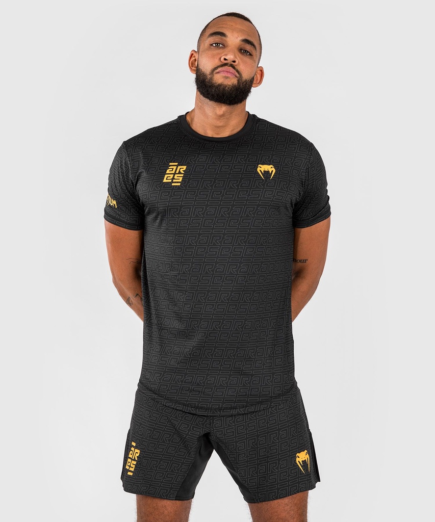 Venum T-Shirt Dry Tech x Ares 2.0, Schwarz-Gold