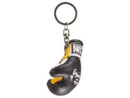 Top King Mini Boxing Glove Keyring, Black-Yellow