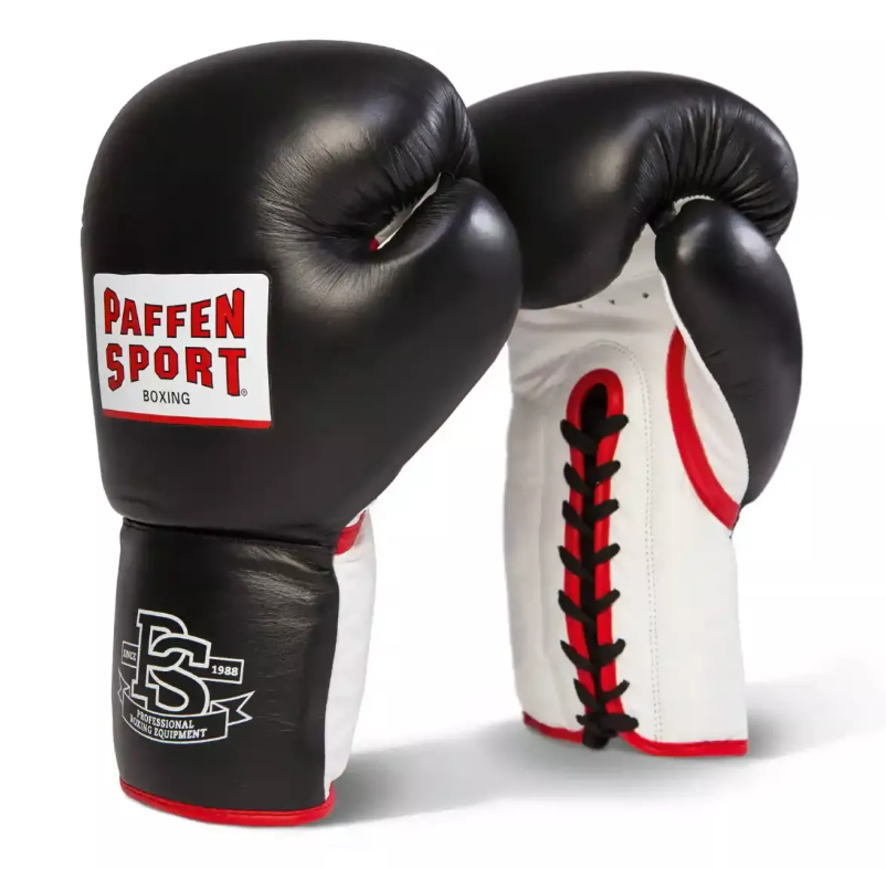 Paffen Sport Boxing Gloves Pro Heavy Hitter Sparring Laces, Black