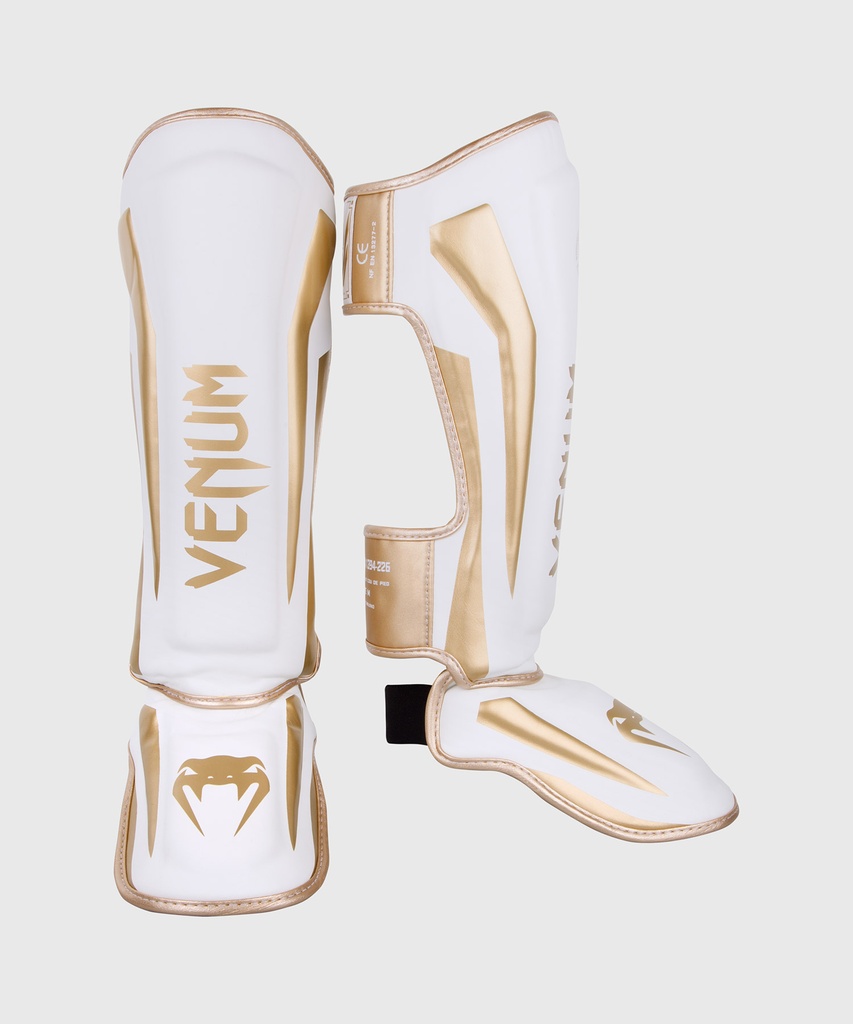 Venum Shin Guards Elite, White-Gold