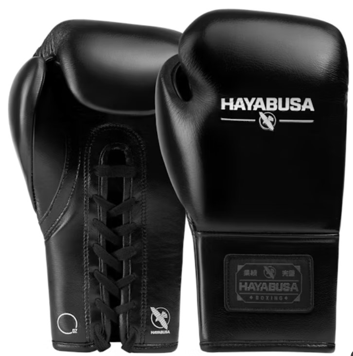 Hayabusa Boxhandschuhe Pro Fight Pferdehaar mit Schnürung, Schwarz