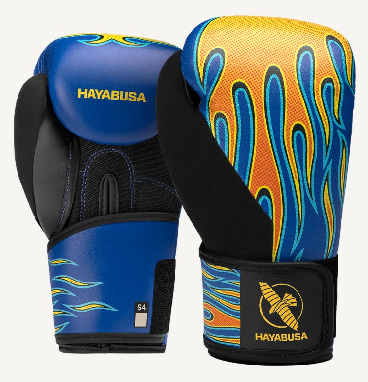 Hayabusa Boxhandschuhe S4 Junior Epic Flames, Blau-Gelb