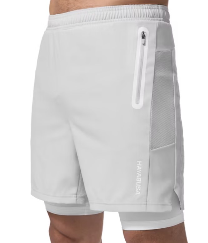 Hayabusa Training Shorts Performance mit Compression Shorts, Hellgrau