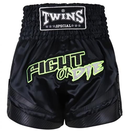 Twins Muay Thai Shorts Fight Or Die, Schwarz