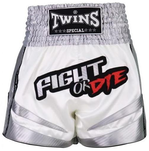 Twins Muay Thai Shorts Fight Or Die, White