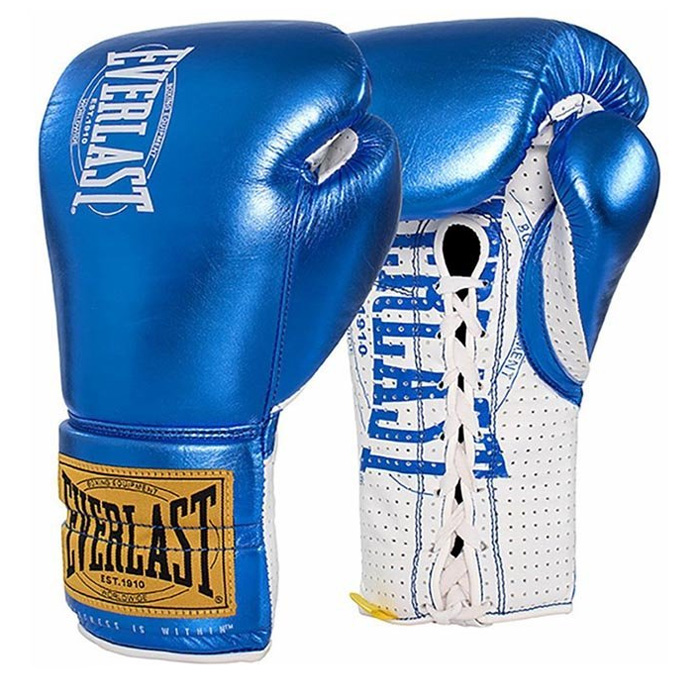 Everlast Boxing Gloves 1910 Pro Fight Laces, Blue-White 