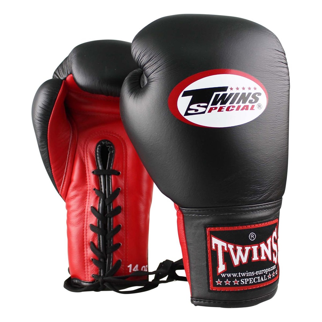 Twins Boxing Gloves BGLL-1 Laces, Black-Red