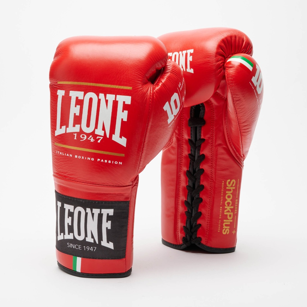 Leone Boxhandschuhe Shock Plus mit Schnürung, Rot