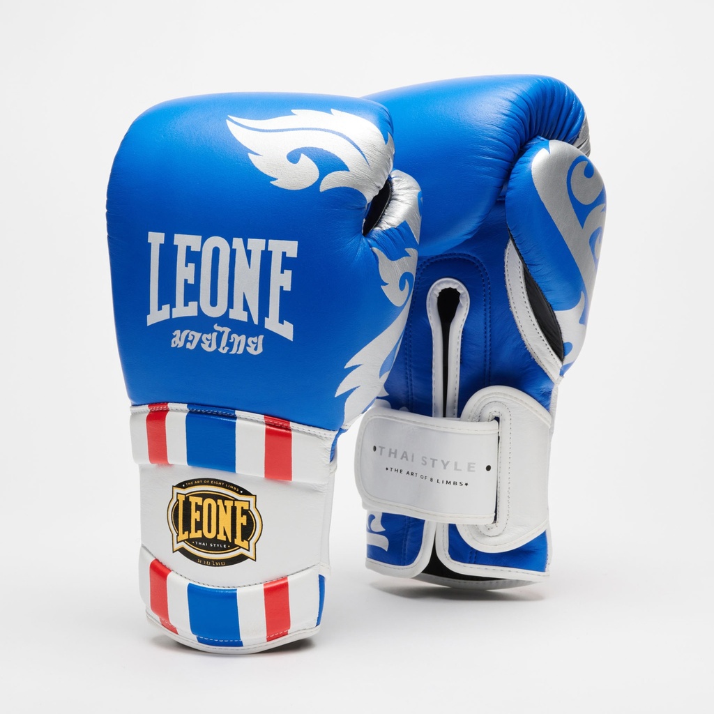 Leone Boxing Gloves Thai Style, Blue-Silver