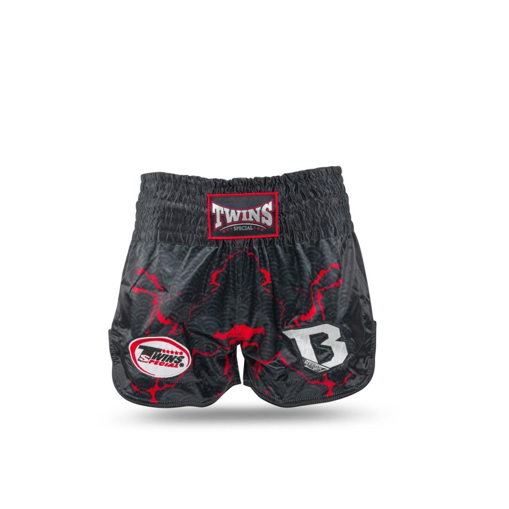 Twins X Booster Muay Thai Shorts No.7, Schwarz-Rot