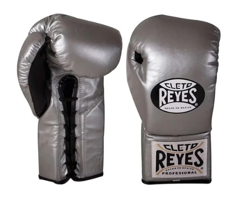 Cleto Reyes Boxhandschuhe Professional Fight mit Schnürung, Silber