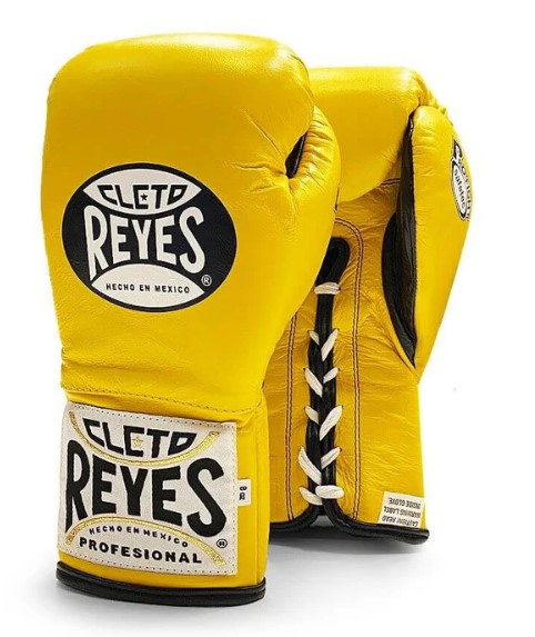 Cleto Reyes Boxing Gloves Profight Safetec with Laces, Yellow