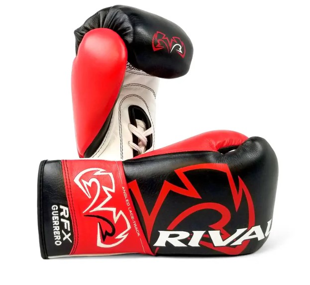 Rival Boxhandschuhe RFX-Guerrero Pro Fight HDE-F mit Schnürung, Schwarz-Rot-Weiß