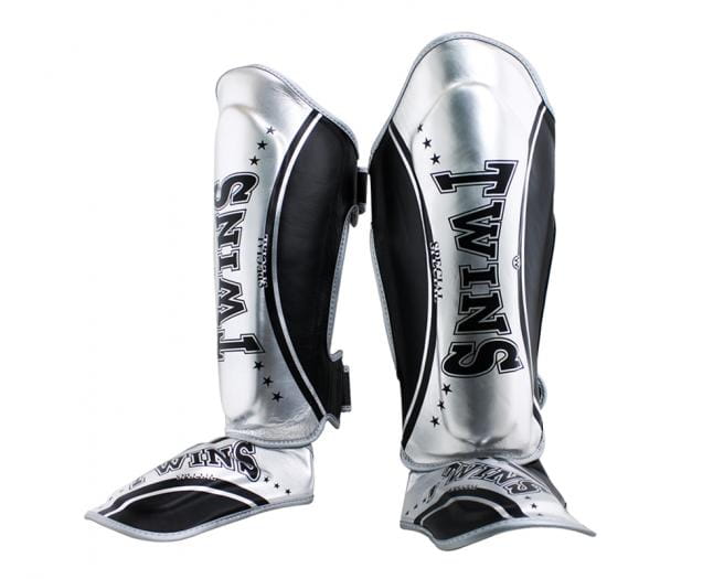 Twins Shin Guard SGL10 TW4, Leather, Black-Silver