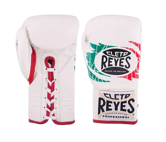 Cleto Reyes Boxhandschuhe Profight Safetec Mexican mit Schnürung, Weiß