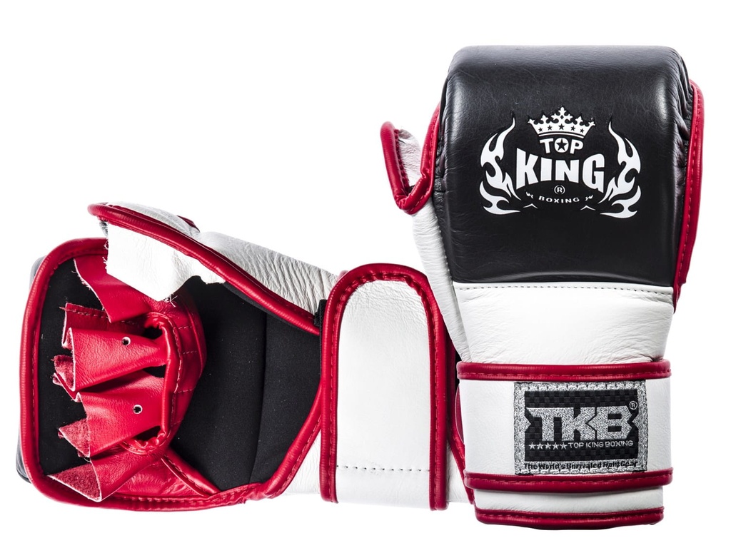 Top King MMA Gloves, Black-White-Red