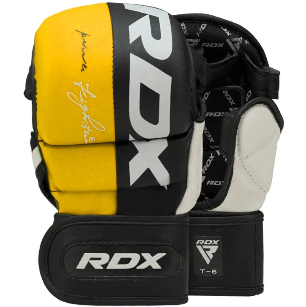 RDX MMA Gloves Sparring T6, Black-Yellow