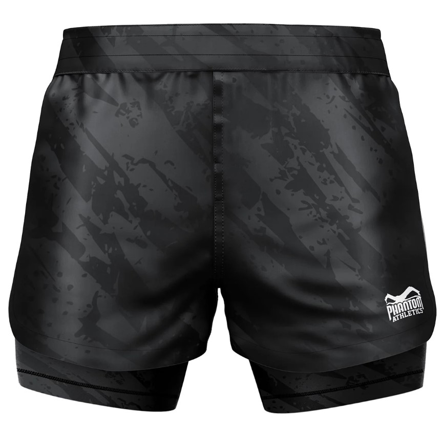 Phantom Fight Shorts Fusion 2in1 Camo Tiger, Black-Gray