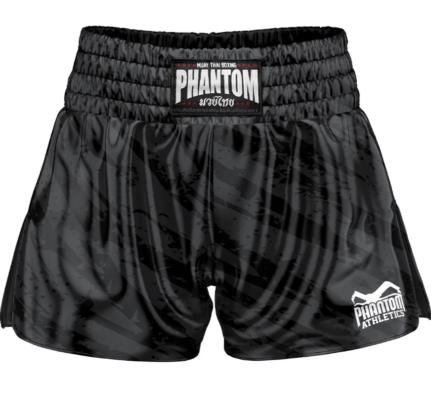 Phantom Muay Thai Shorts Camo Tiger, Black-Gray